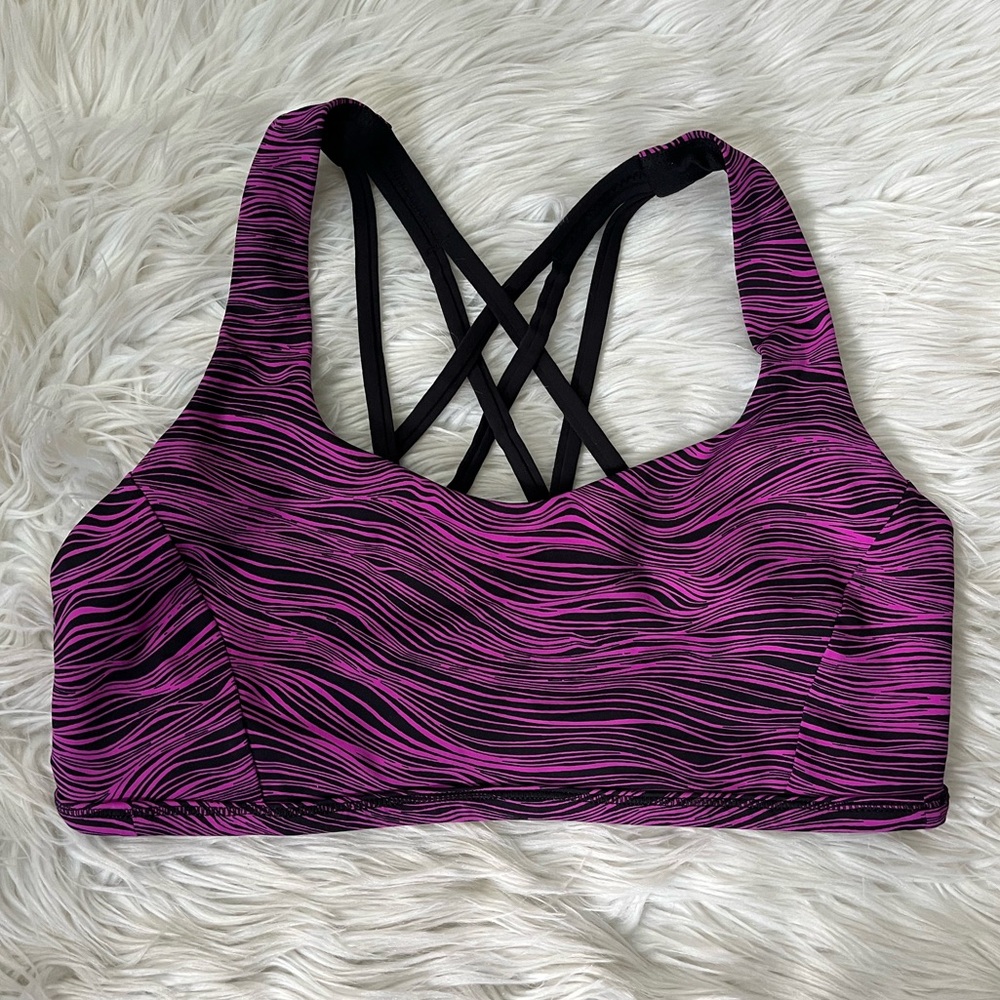 {Lululemon} Free To Be Tranquil Bra in Life Lines Polar Pink Black - Women’s 8